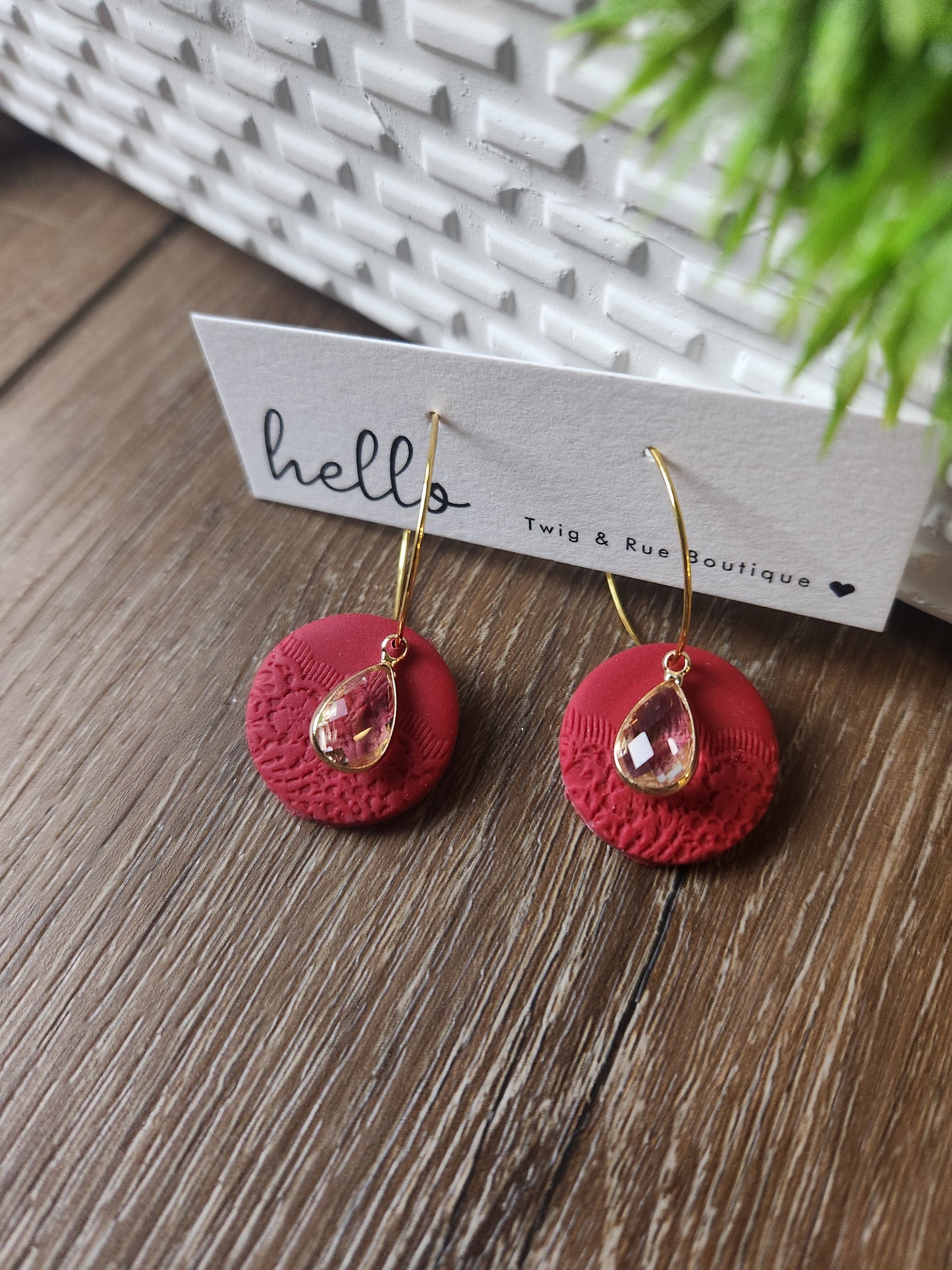 Lumi| Crystal teardrop and clay hoop