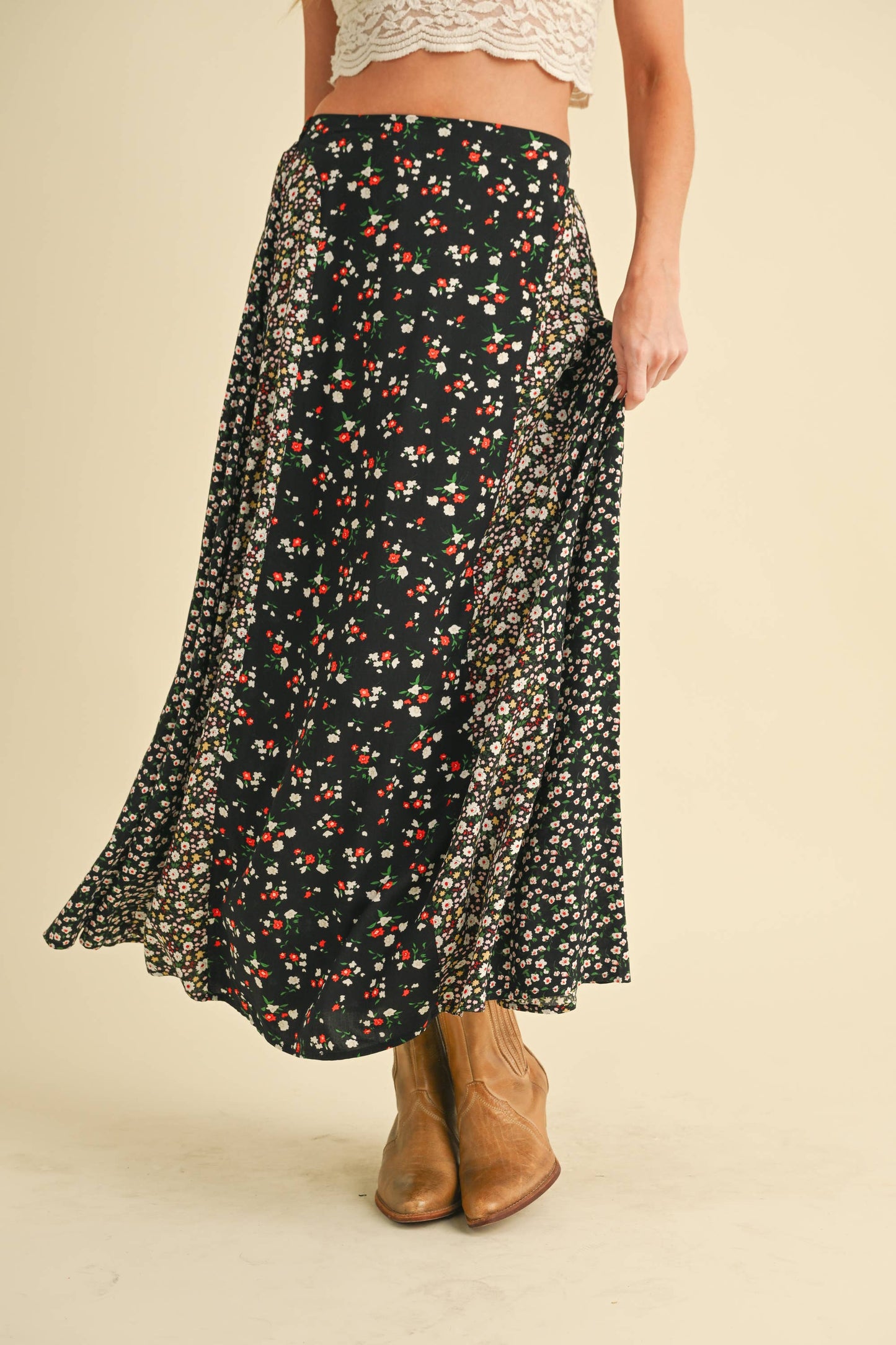 Black Floral Maxi Skirt
