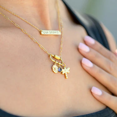 18K PVD Teardrop Birthstone Charm