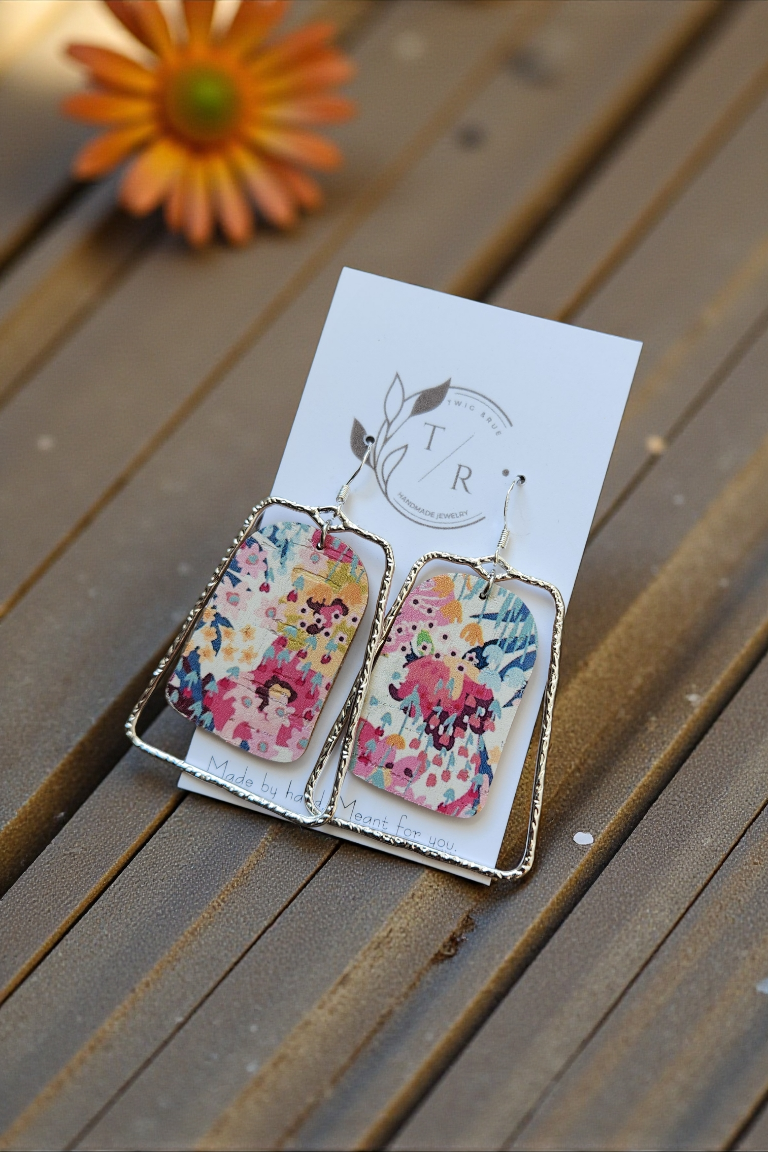 Chloe| Floral leather statement earring