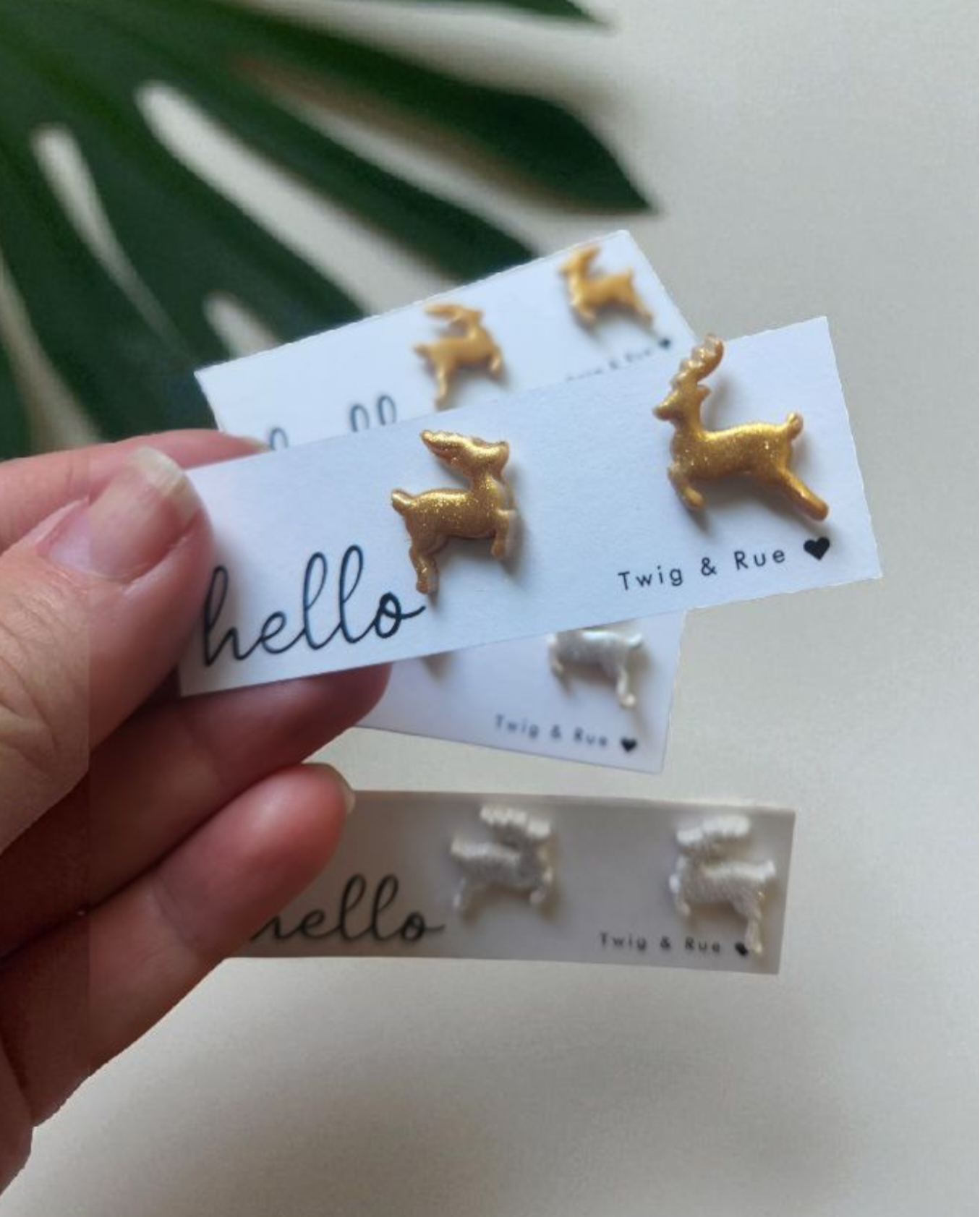 Reindeer clay stud earrings