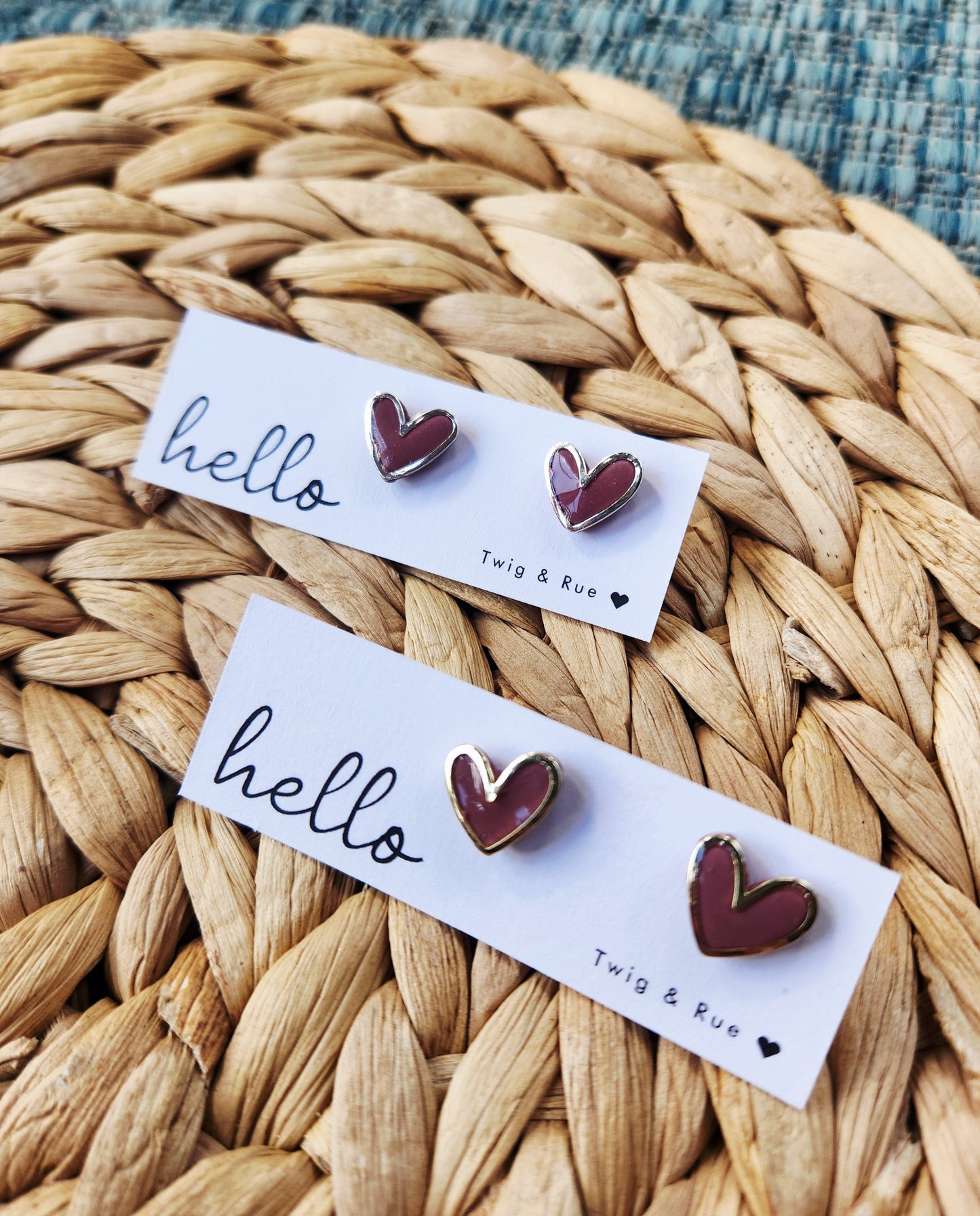 Heart clay studs