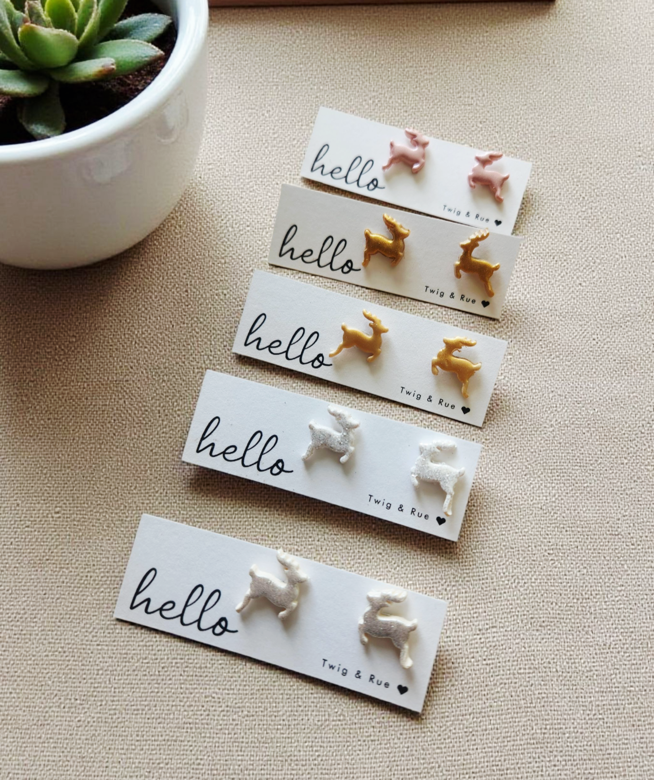 Reindeer clay stud earrings