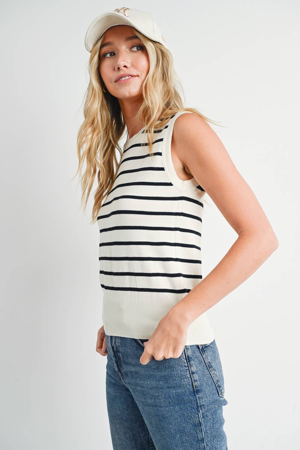 STRIPED KNIT TANK TOP