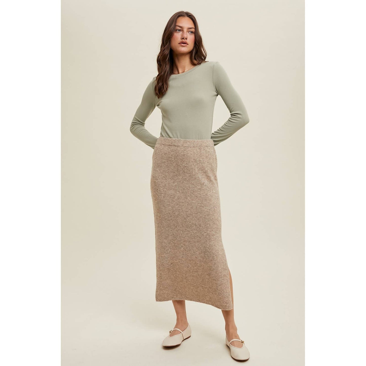 RIBBED KNIT TOP:SHELL