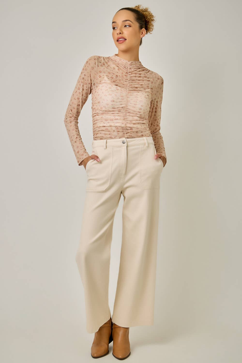 Ditsy Floral Mock Neck Top