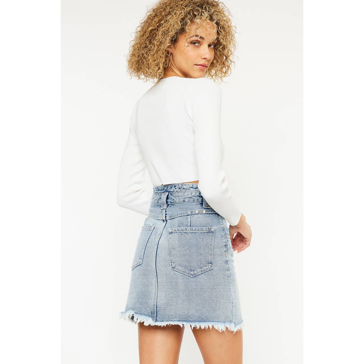 Kancan high rise jean skirt