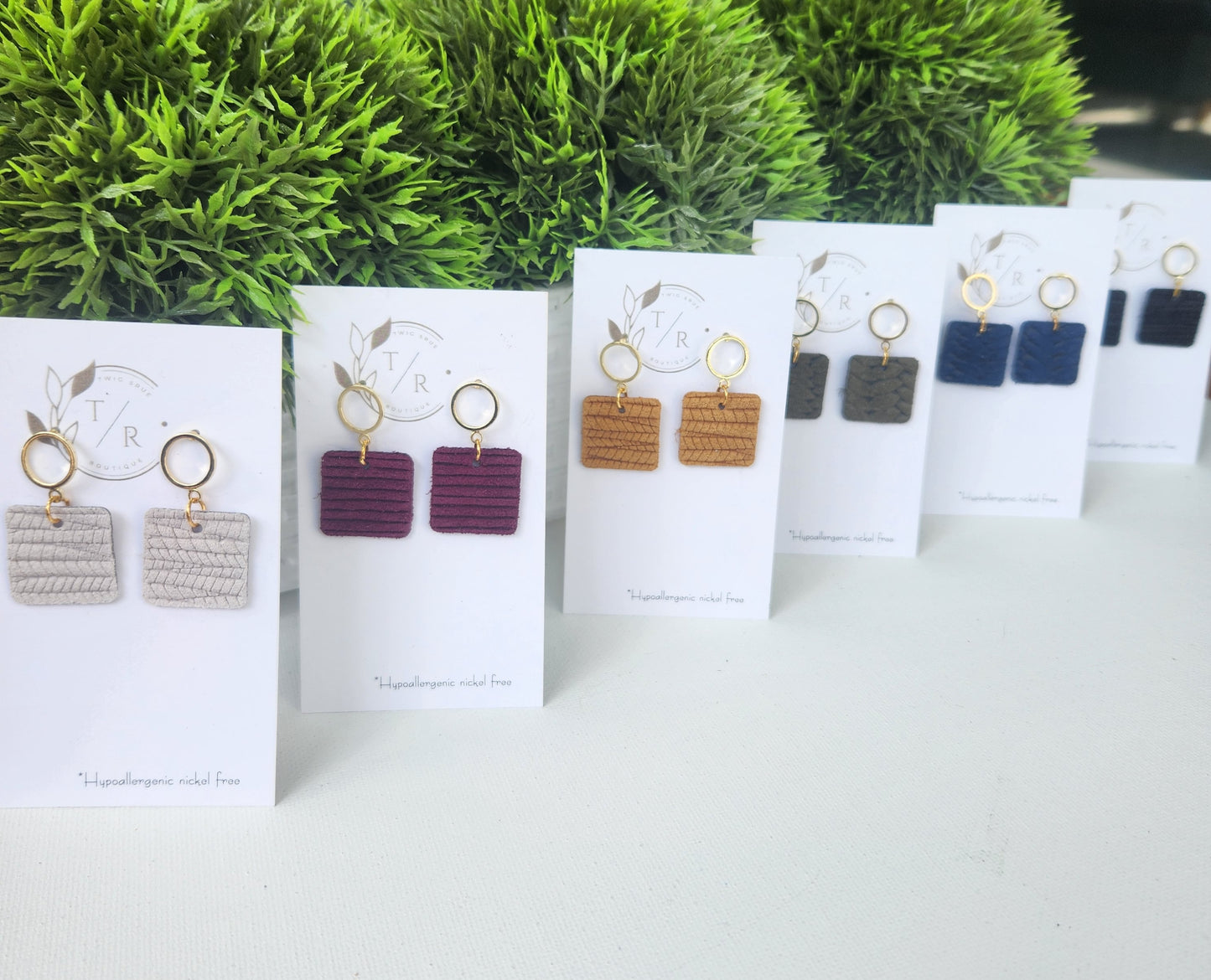 Adele| Genuine leather and gold dangles