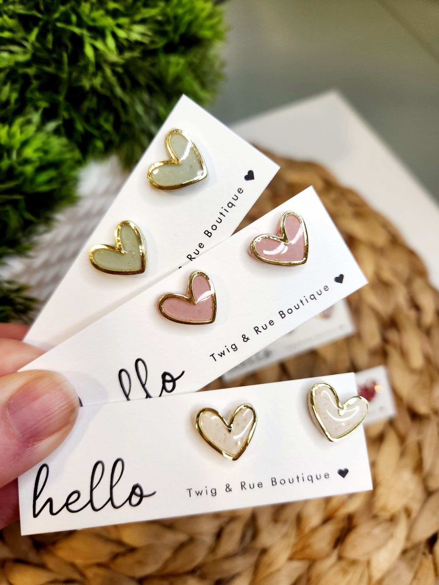 Heart clay studs