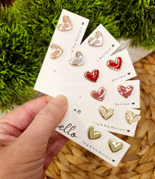 Heart clay studs