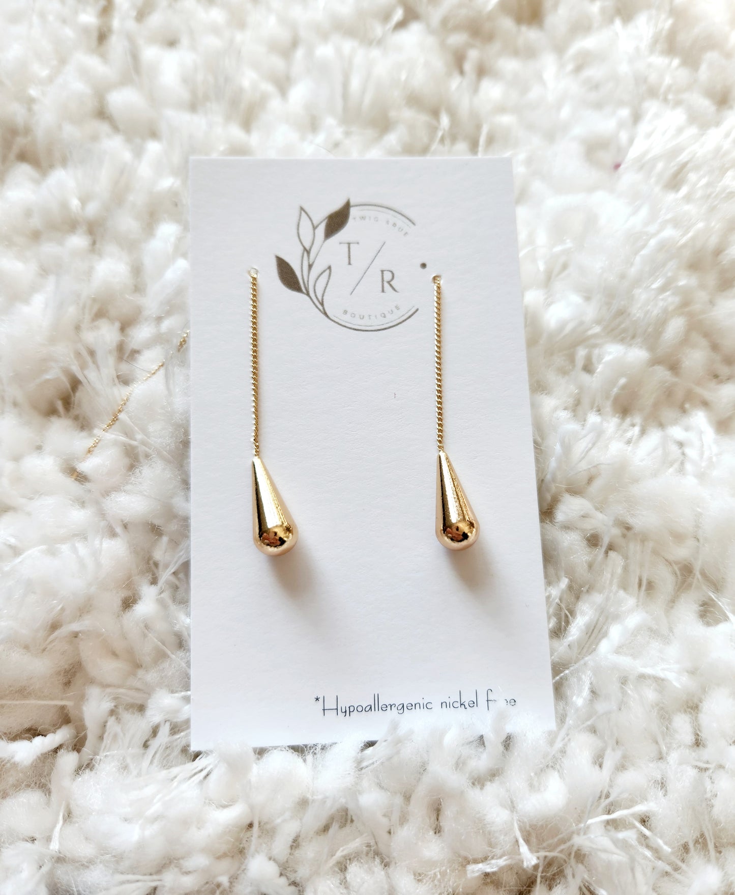 Miranda|18k Gold teardrop chain earrings, threader earrings