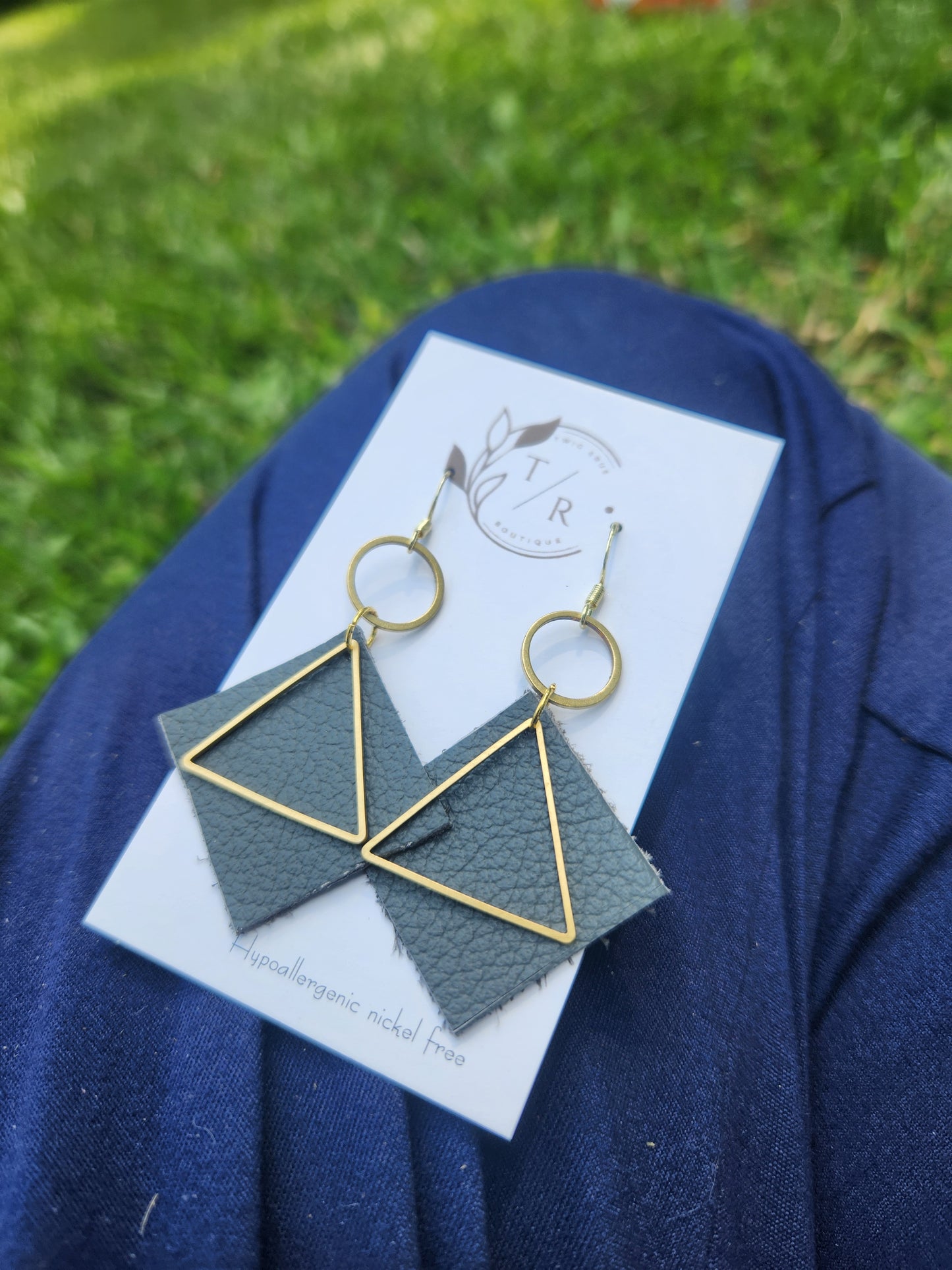 Wren| Geometric genuine leather dangles