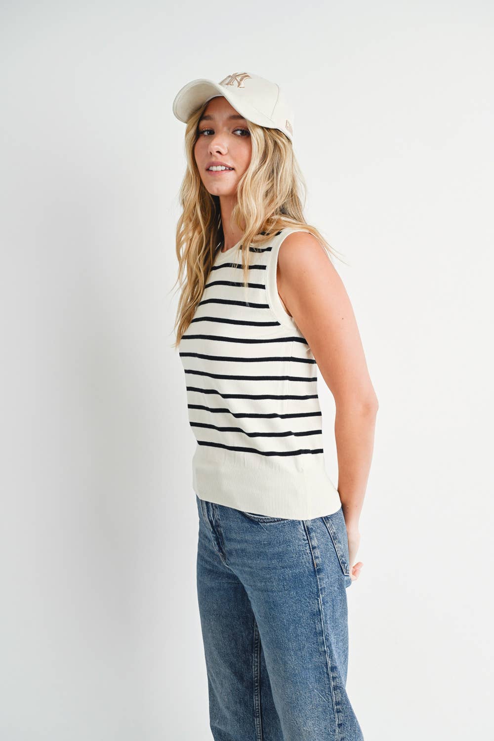 STRIPED KNIT TANK TOP