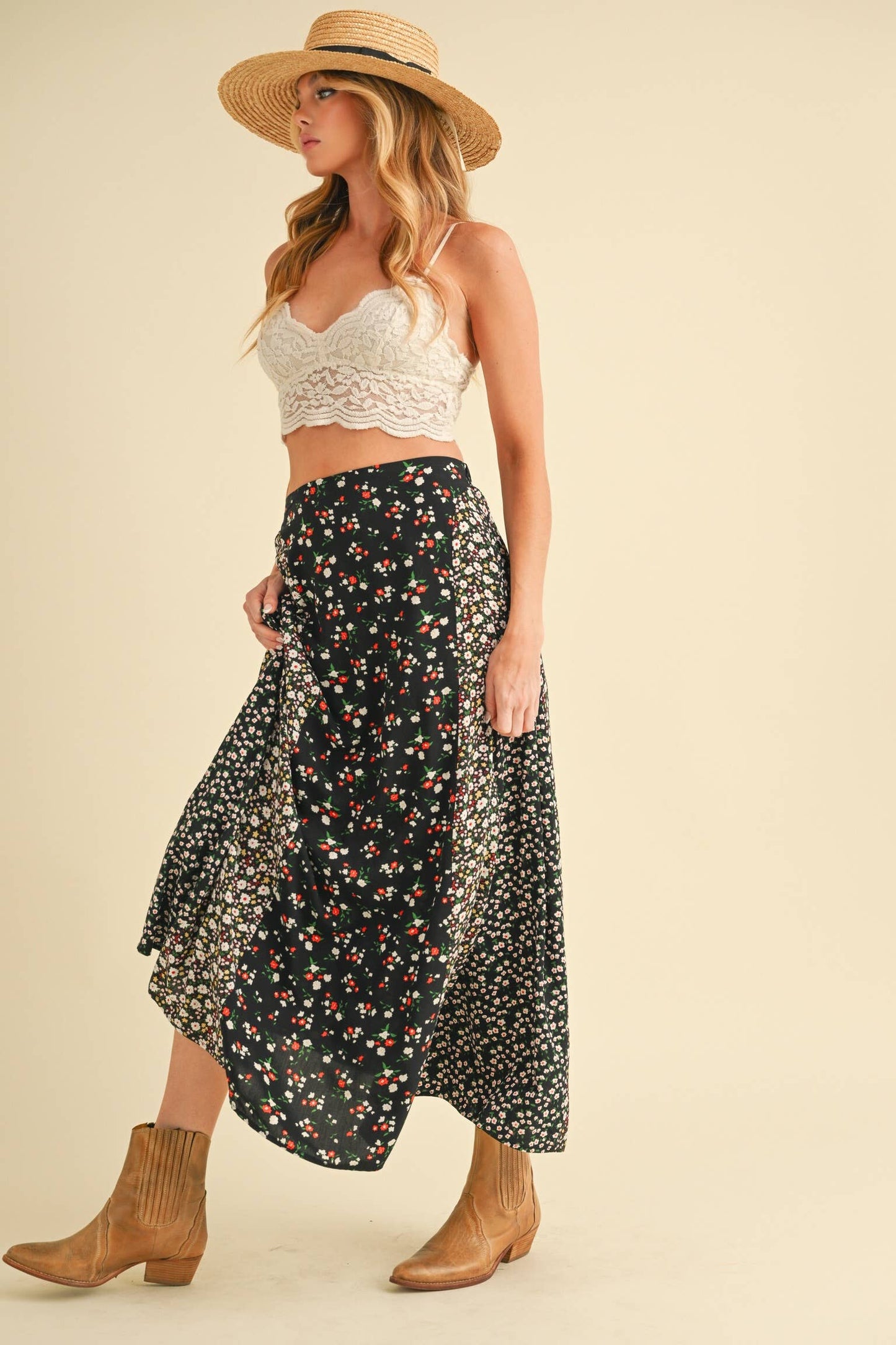 Black Floral Maxi Skirt