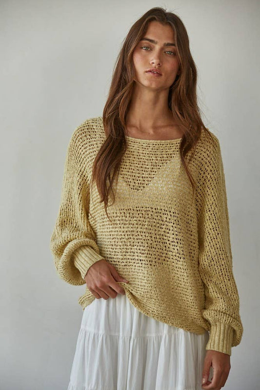 Sweater Knit Crochet Top: Dusty Lemon