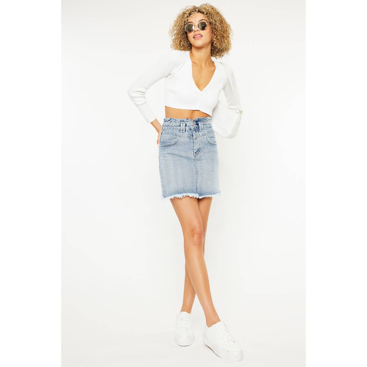 Kancan high rise jean skirt