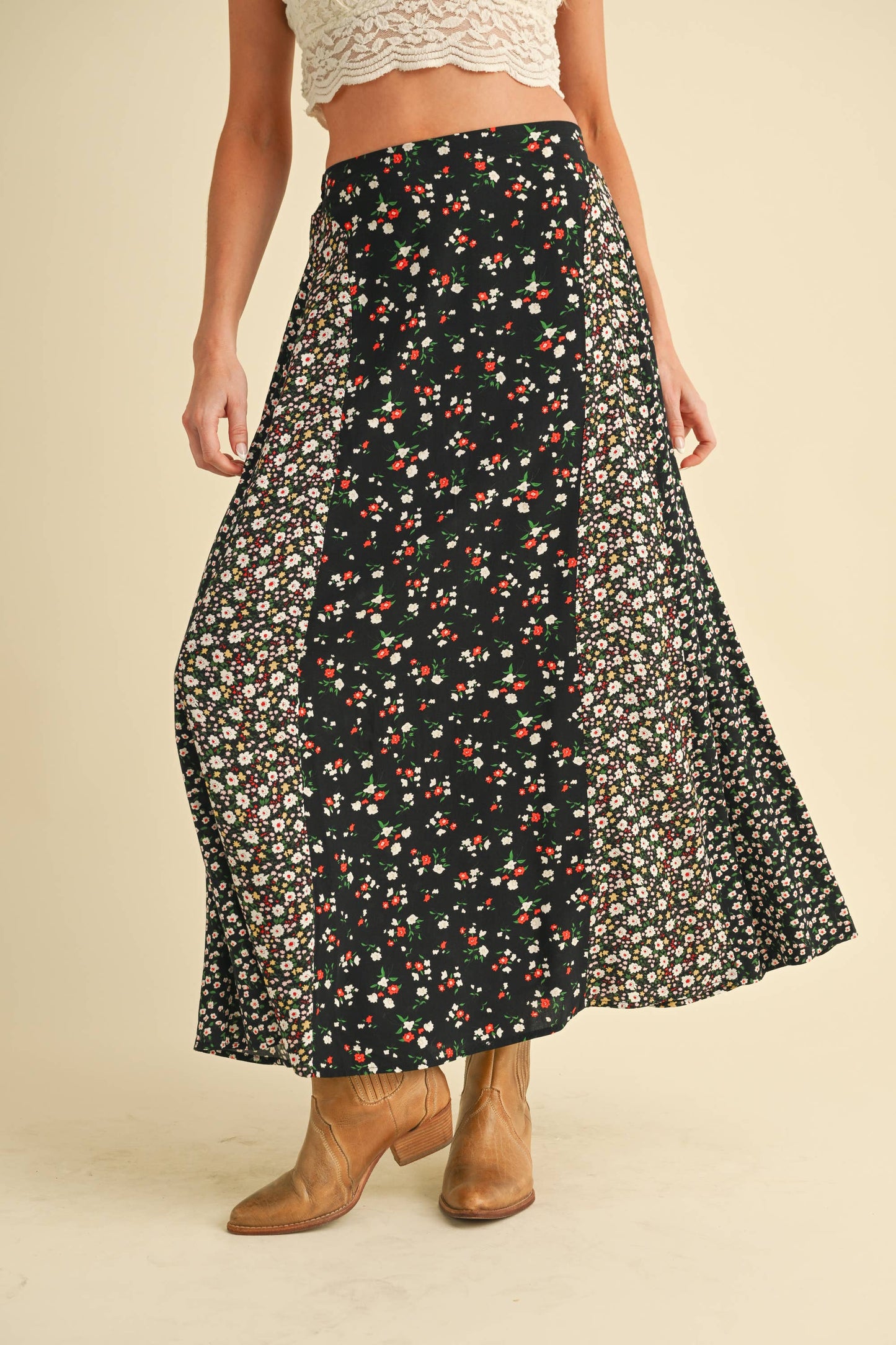 Black Floral Maxi Skirt