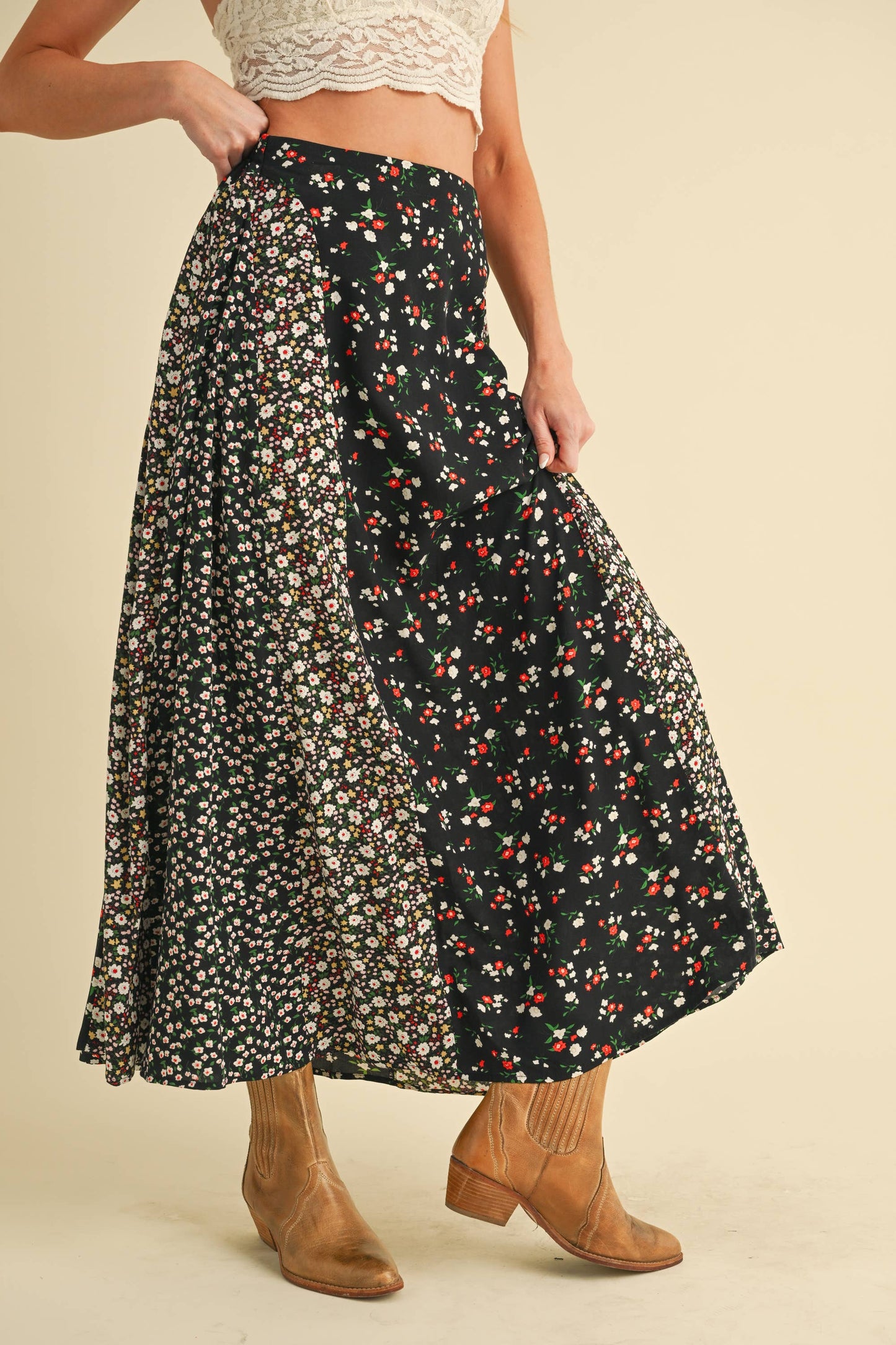 Black Floral Maxi Skirt