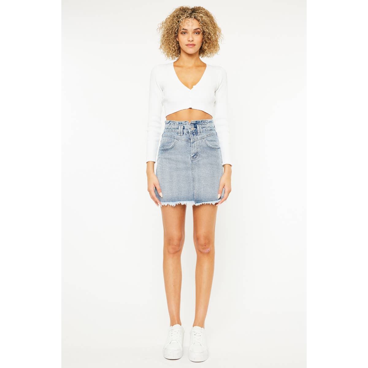 Kancan high rise jean skirt