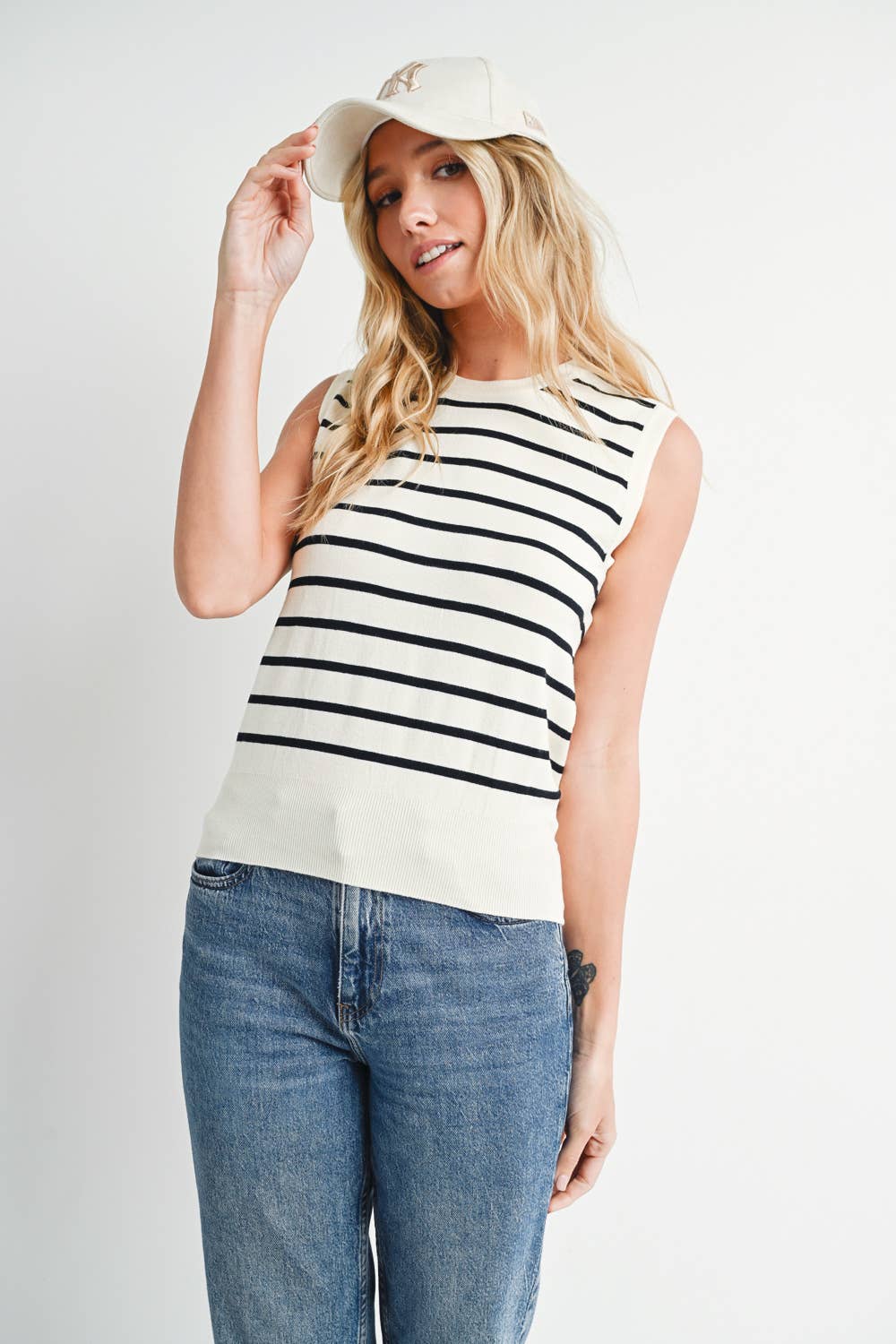 STRIPED KNIT TANK TOP