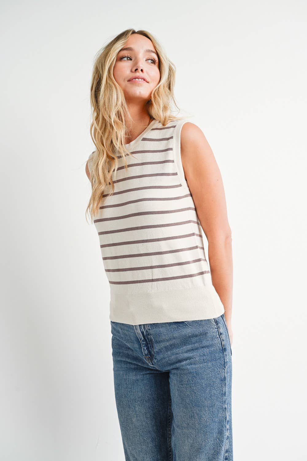 STRIPED KNIT TANK TOP