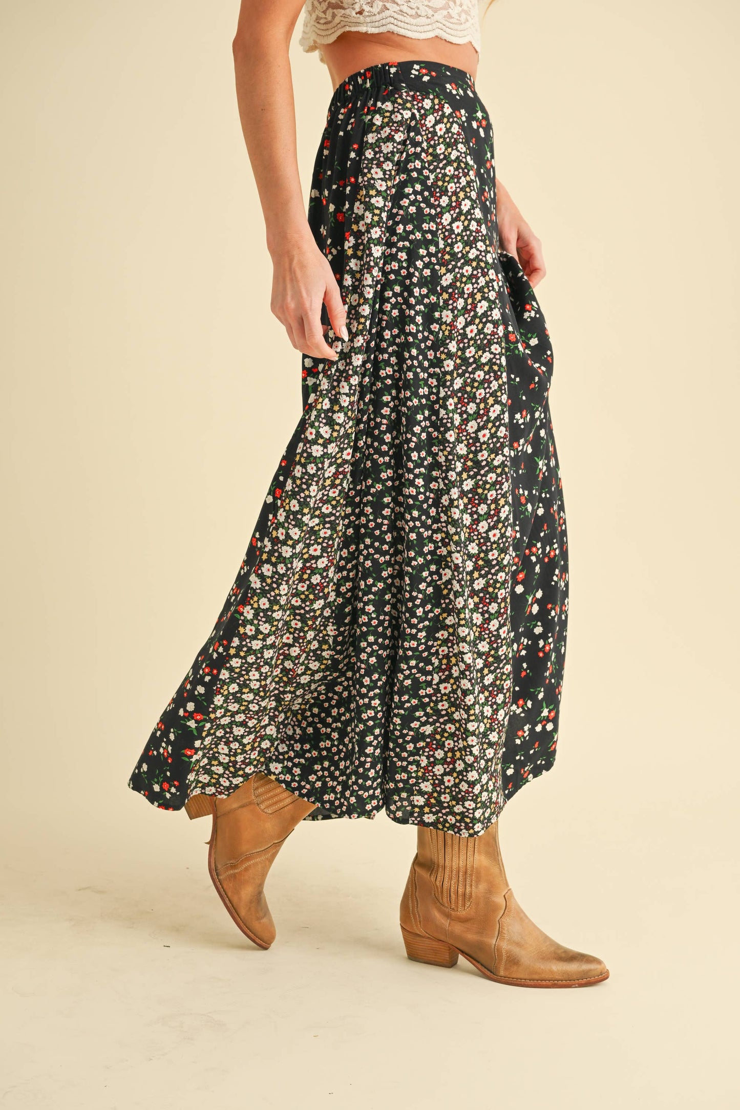 Black Floral Maxi Skirt