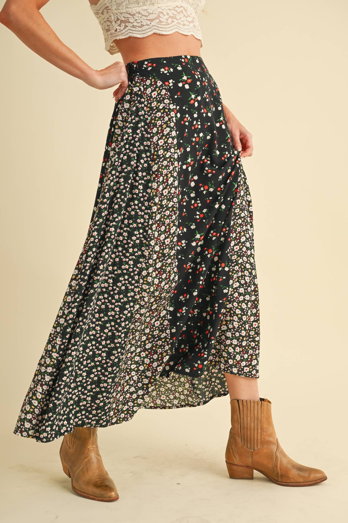 Black Floral Maxi Skirt