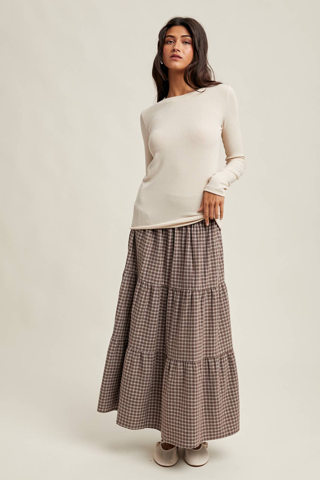 RIBBED KNIT TOP:SHELL