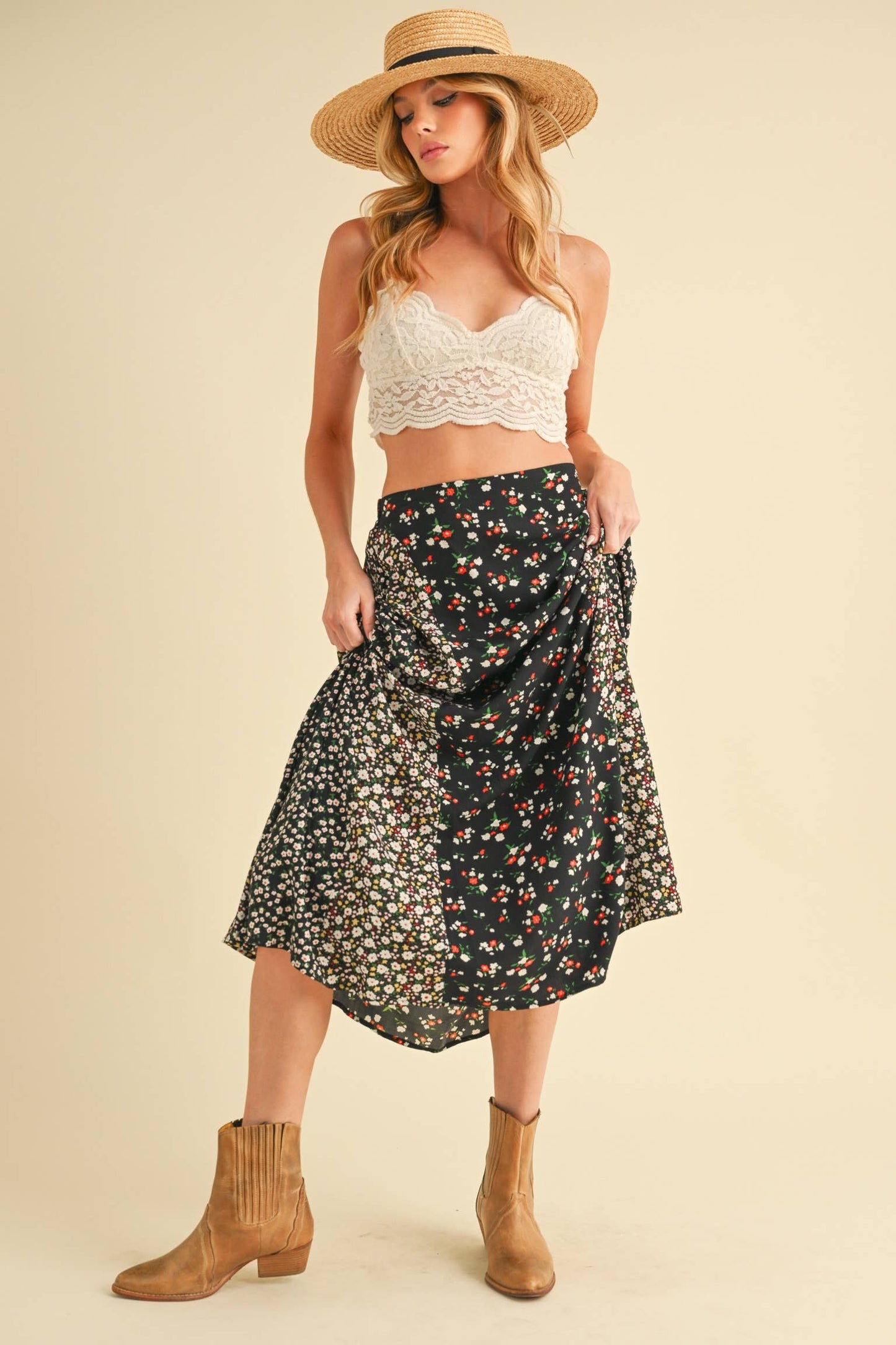 Black Floral Maxi Skirt