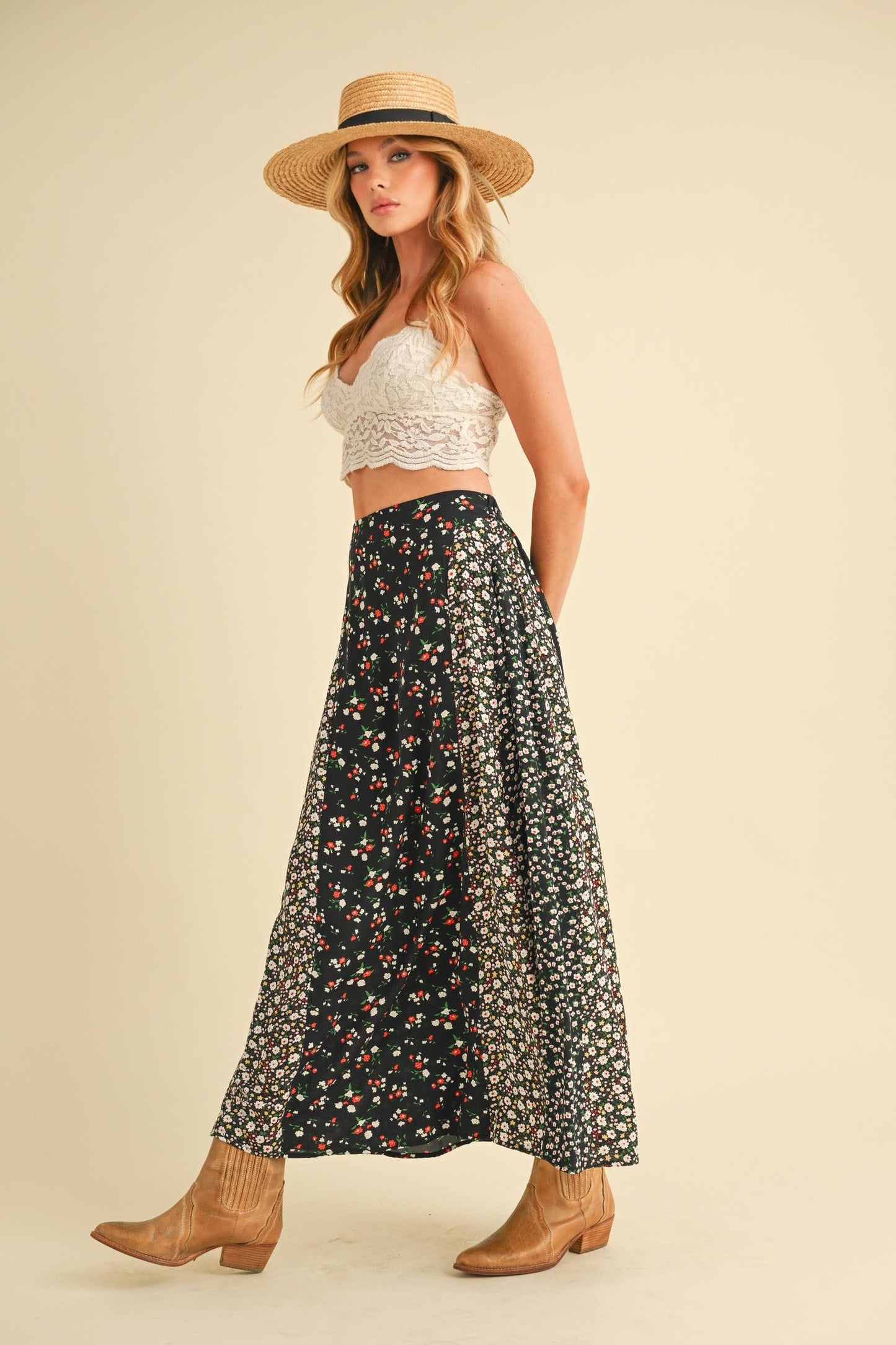Black Floral Maxi Skirt