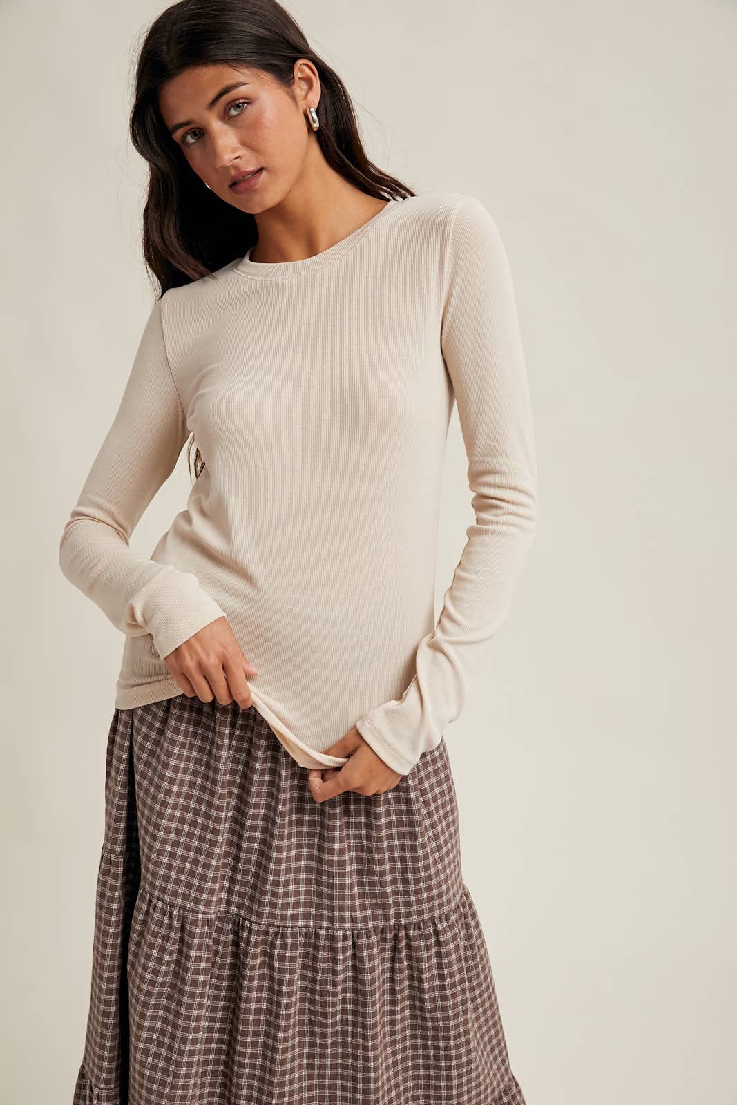 RIBBED KNIT TOP:SHELL