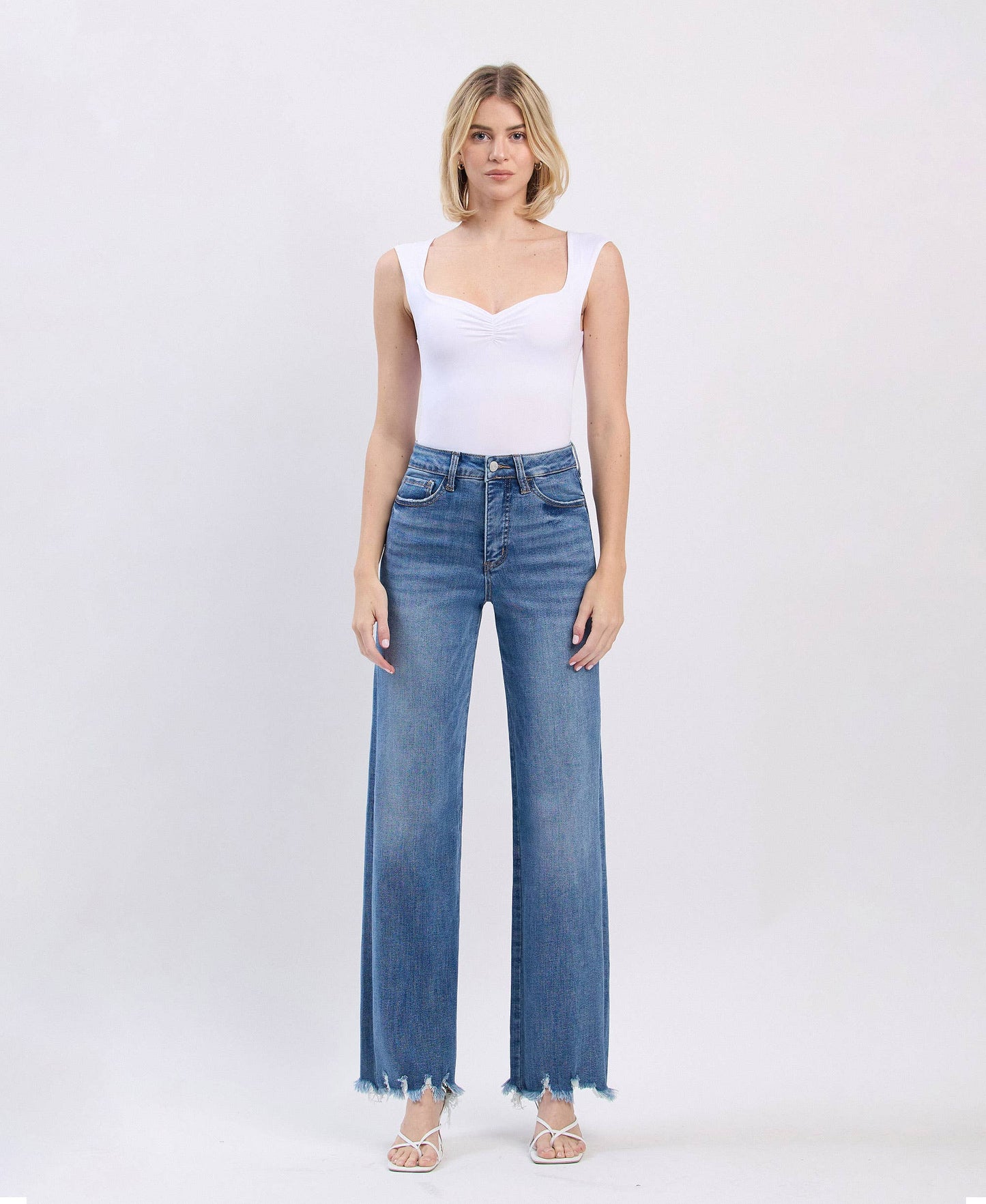 Vervet Tummy Control Raw Hem Jeans
