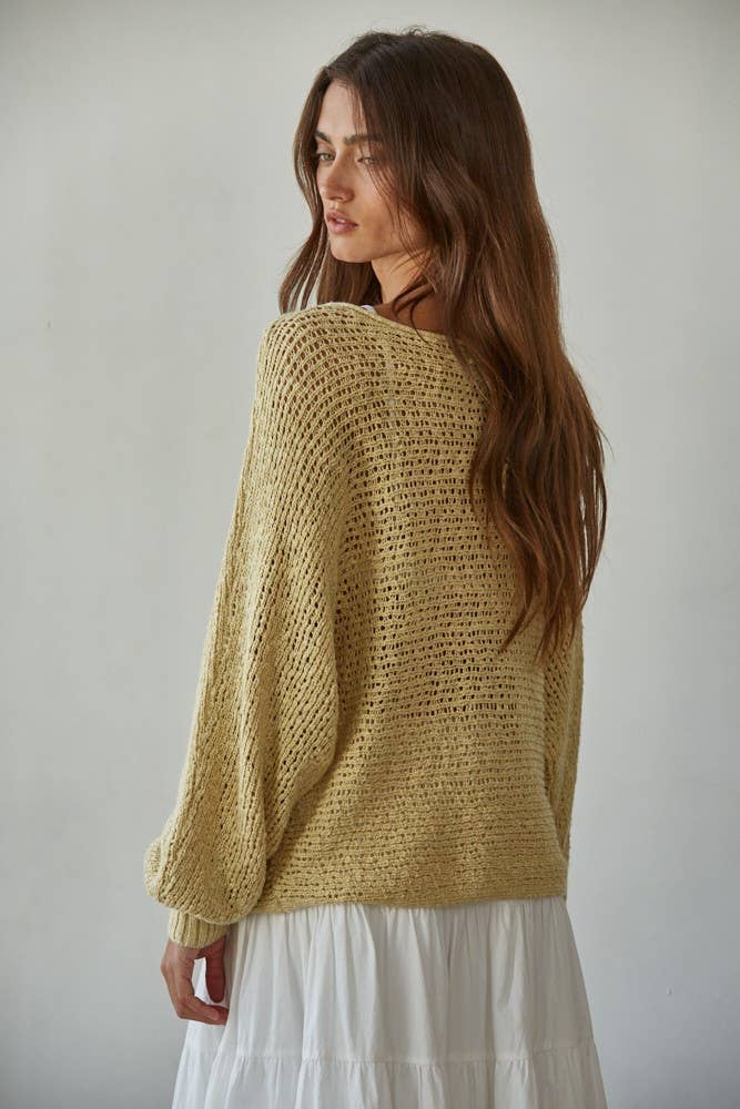 Sweater Knit Crochet Top: Dusty Lemon