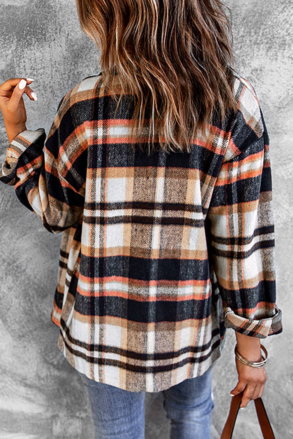 Plaid Long Sleeve Pocketed Button Shacket