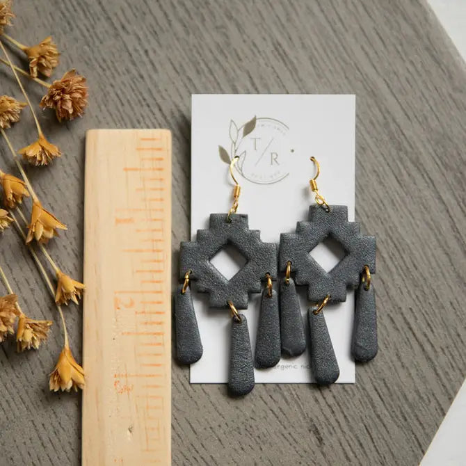 Aztec| Clay statement earring