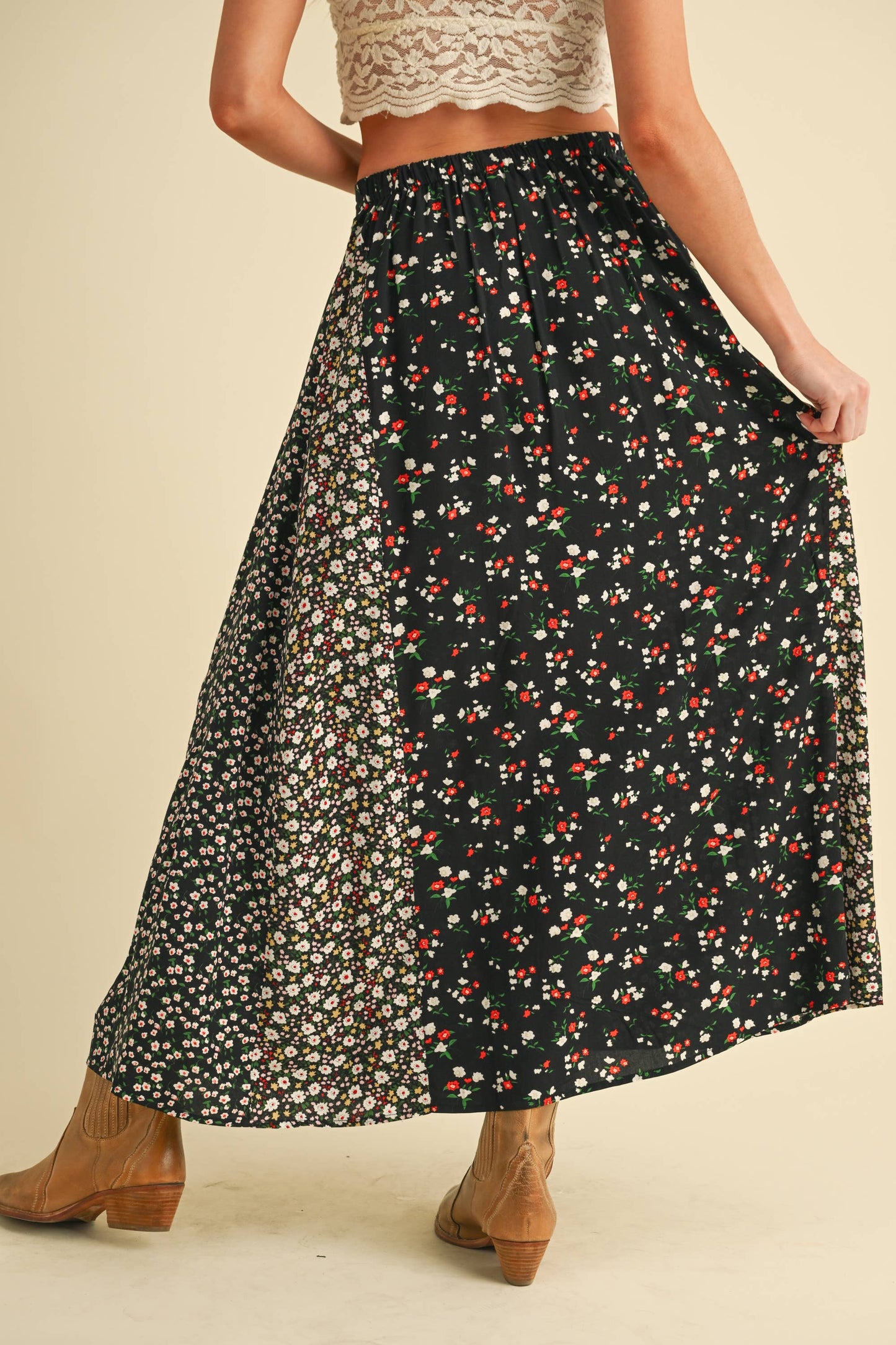 Black Floral Maxi Skirt