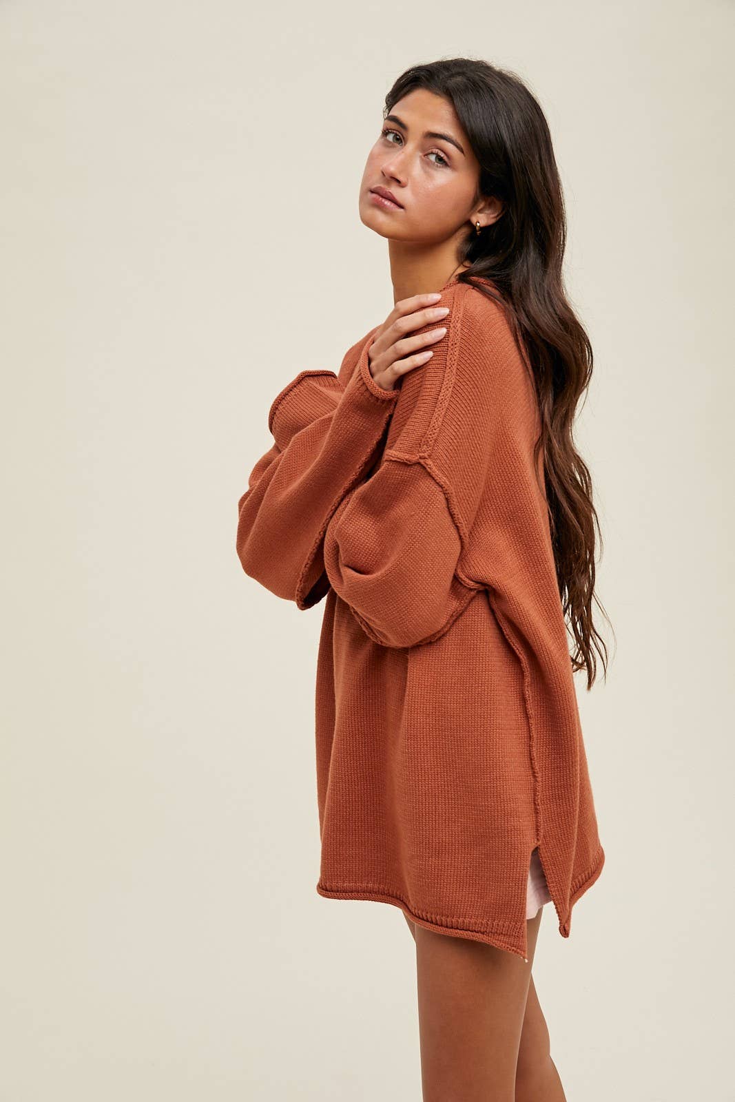 Pullover Sweater- Brick