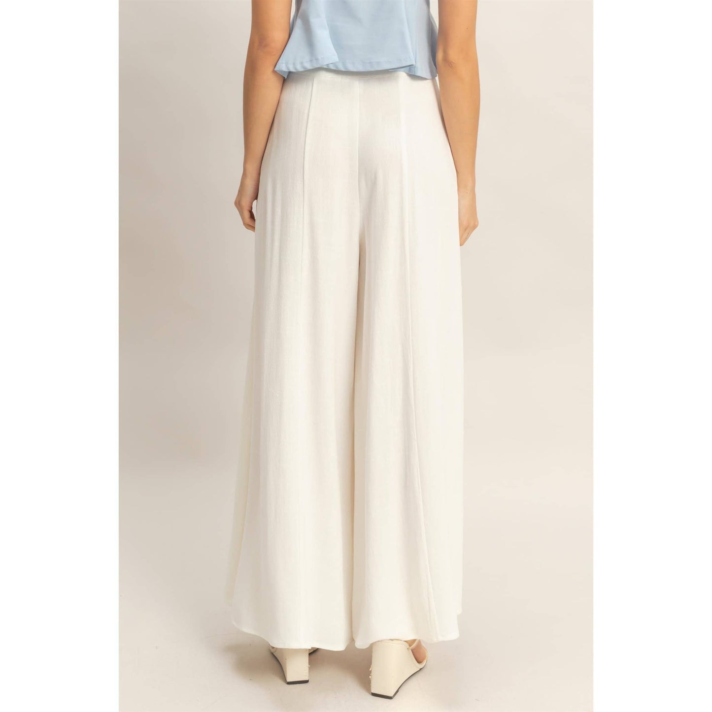 Wide-Leg Flap Pocket Pants: OATMEAL