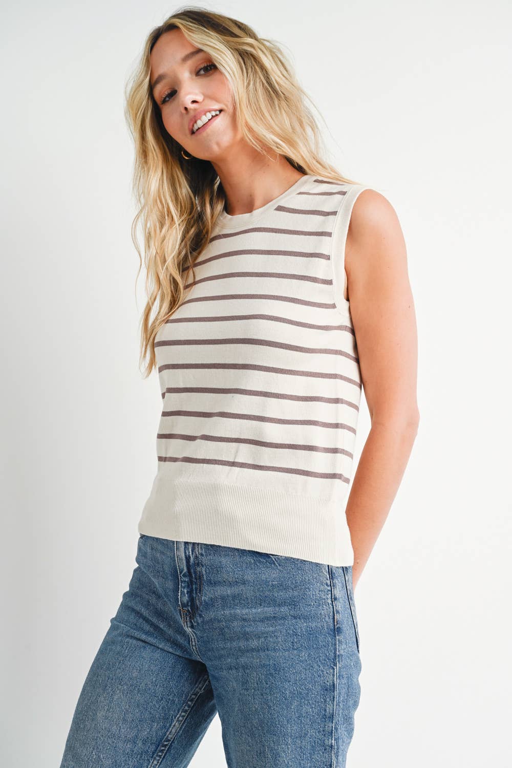 STRIPED KNIT TANK TOP