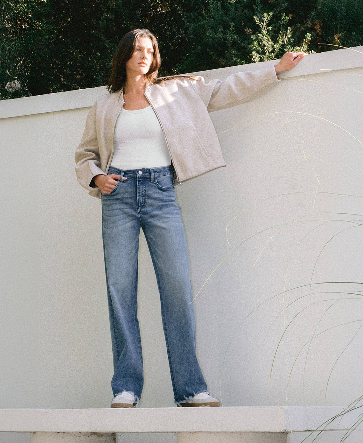 Vervet Tummy Control Raw Hem Jeans
