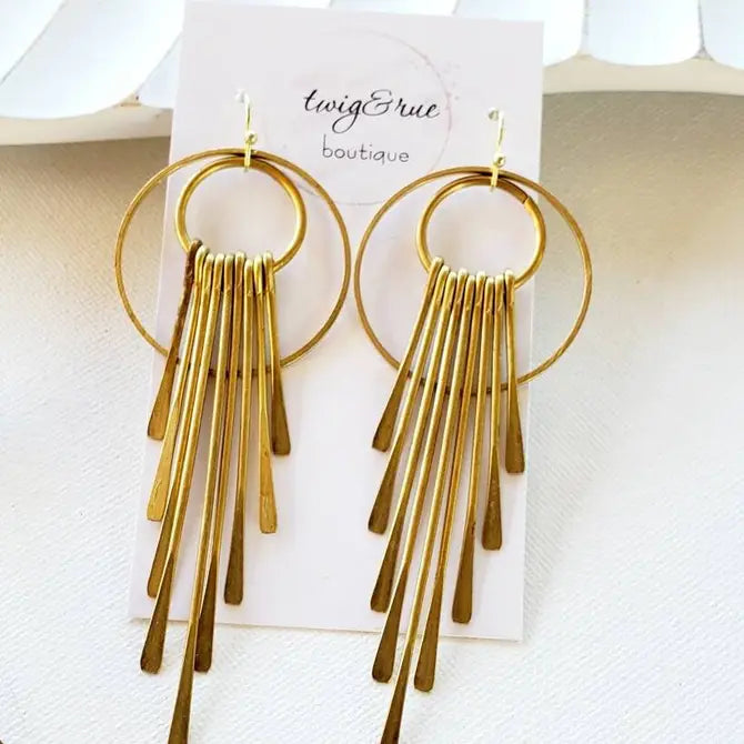 Celeste| Statement brass and gold dangles