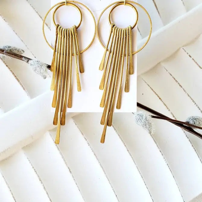 Celeste| Statement brass and gold dangles