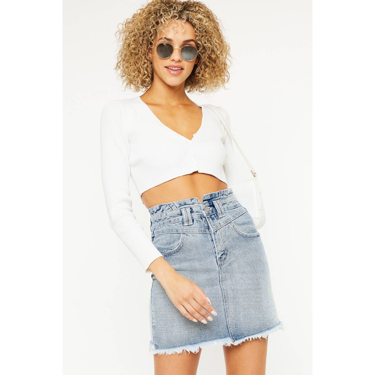 Kancan high rise jean skirt