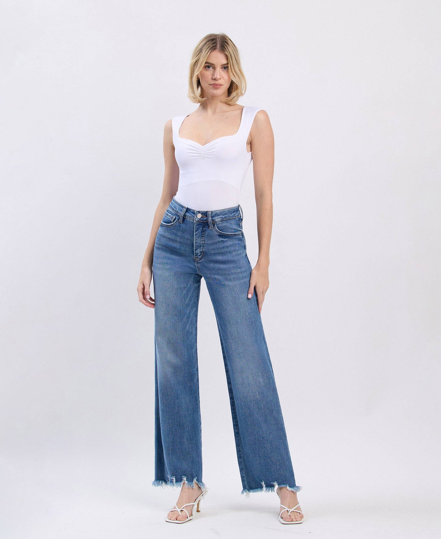 Vervet Tummy Control Raw Hem Jeans