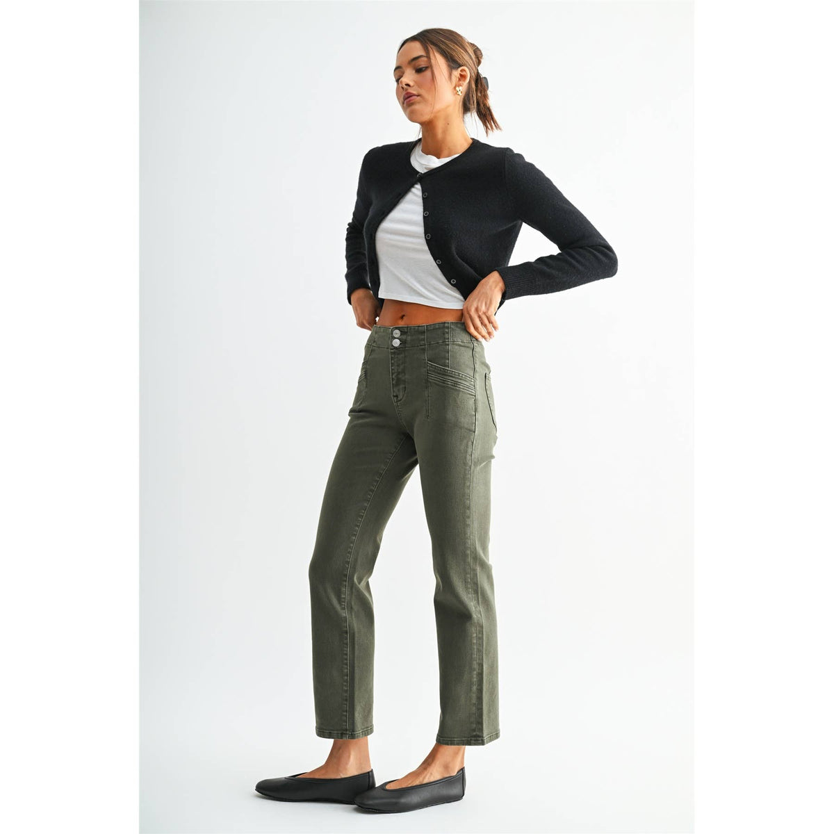 Mica denim MID-RISE STRAIGHT Jean VERDANT GREEN