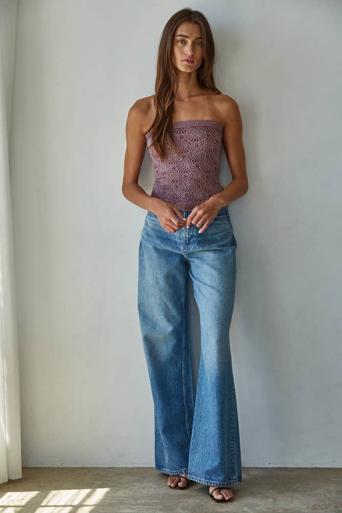 Knit Seamless Jacquard Tube Top Wine