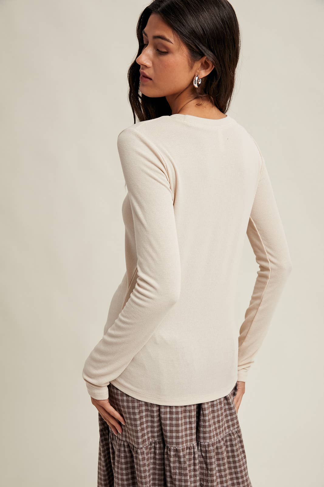 RIBBED KNIT TOP:SHELL