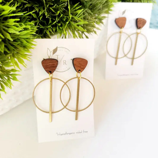 Isla| Wood and hoop earrings