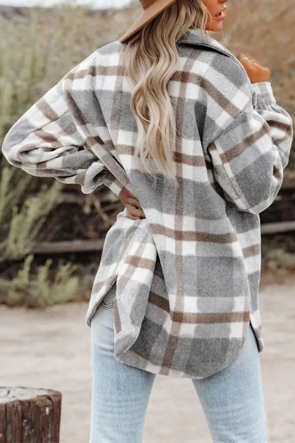 Khaki plaid flannel jacket