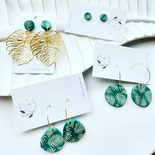 Monstera Clay earring collection